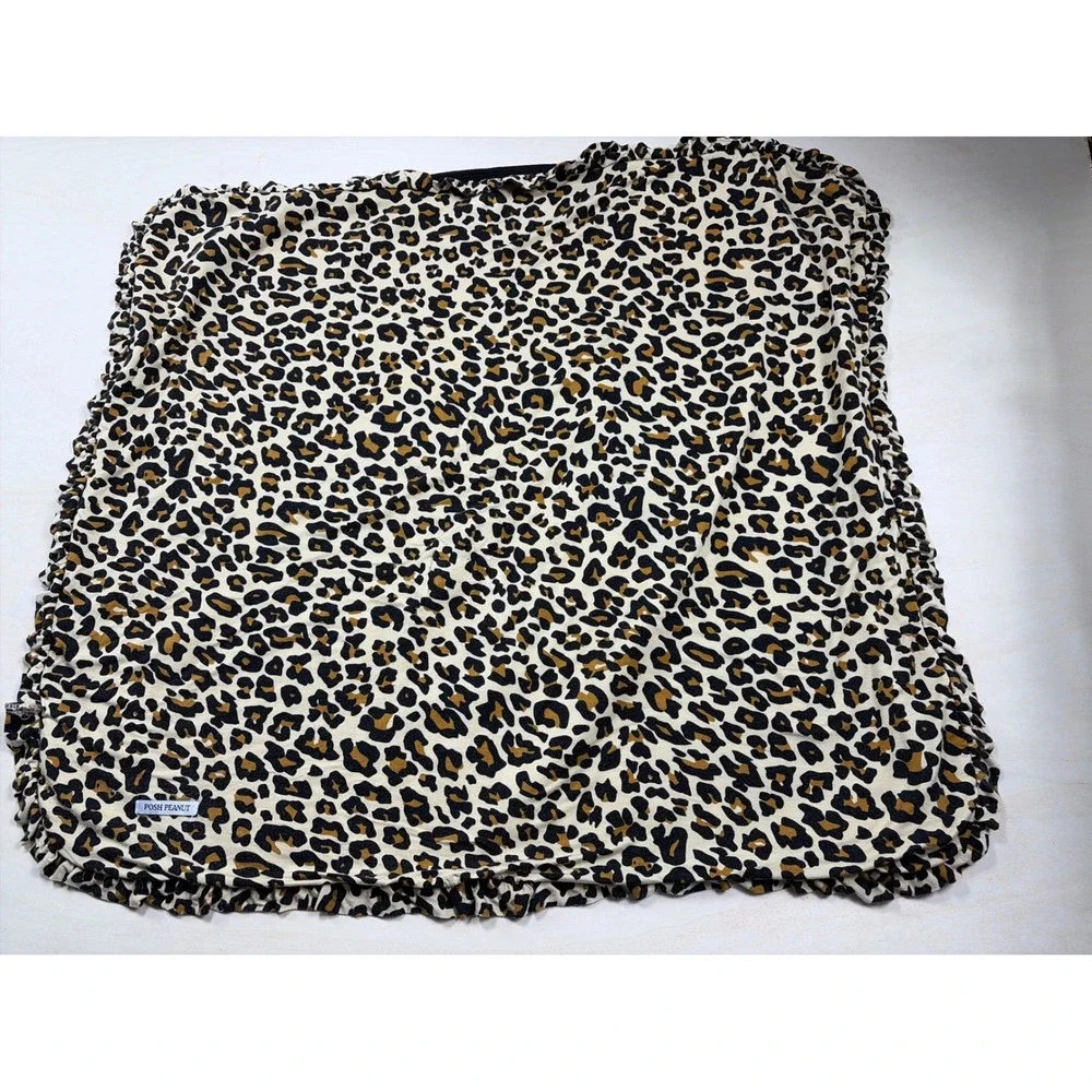 Posh Peanut Lana Tan Leopard Ruffled Hooded Baby Towel Viscose Bamboo 40x40